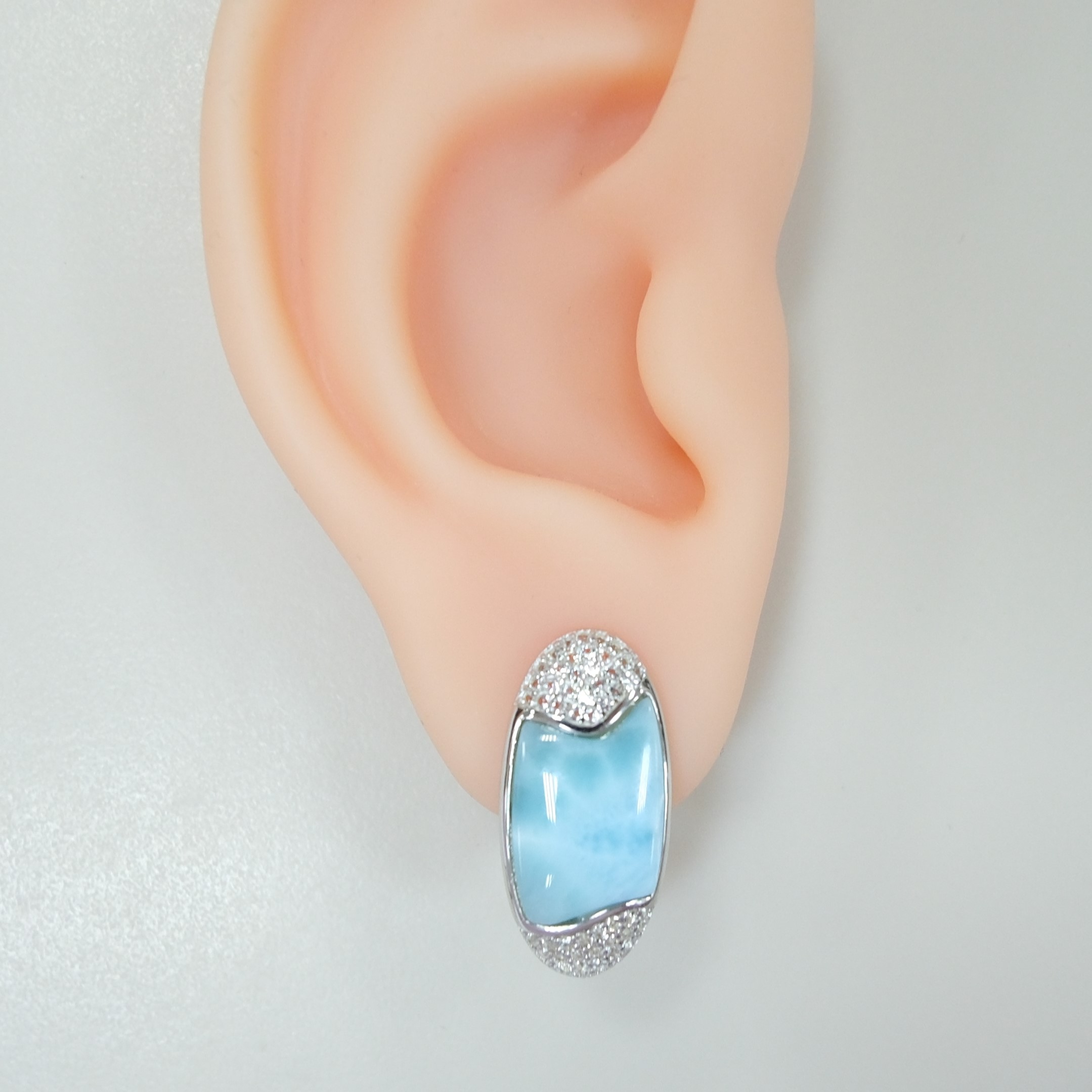 Серебряные серьги с ларимарами